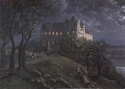 Oehme, Ernst Ferdinand Burg Scharfenberg by Night oil painting picture wholesale